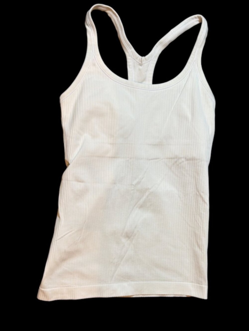Lululemon White Ribbed Tank Top Built in Bra
